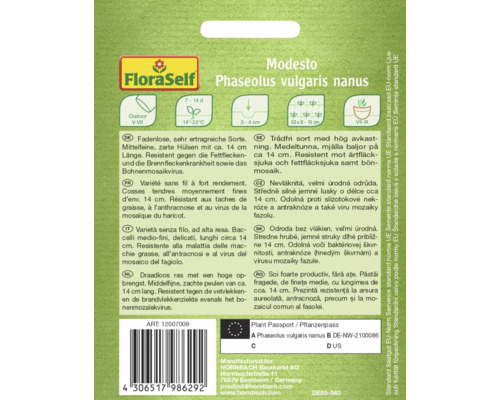 Samenpackung Phaseolus vulgaris nanus Modesto