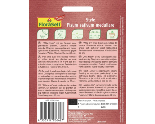 FloraSelf Style Pisum sativum medullare Packungsinhalt
