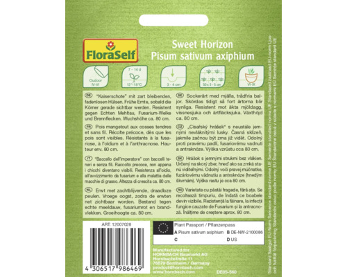 Samenpackung Zuckererbse Sorte Sweet Horizon