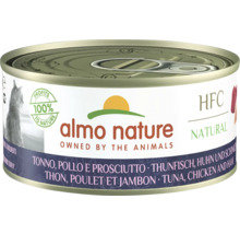 Katzenfutter nass Almo HFC natural Thunfisch, Huhn, Schinken 150g
