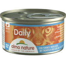 Katzenfutter nass Almo Daily Mousse Thunfisch und Kabeljau 85 g