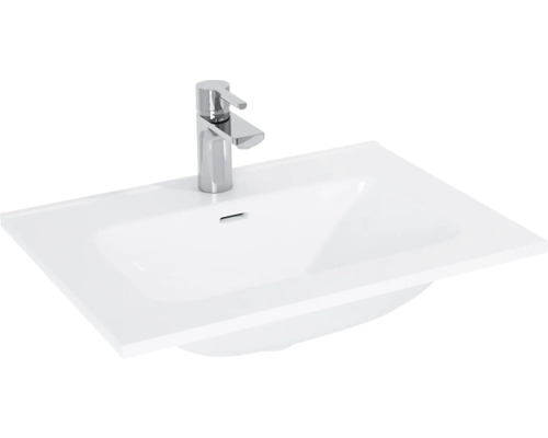 Möbelwaschtisch Jungborn rechteck 61x46 cm weiß glänzend ohne Beschichtung Weißes Keramik Waschbecken mit Armatur