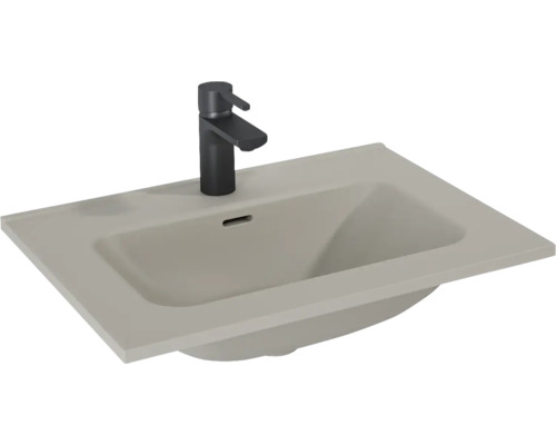 Möbelwaschtisch Jungborn rechteck 61x46 cm fume matt ohne Beschichtung Waschbecken mit Armatur für das Badezimmer