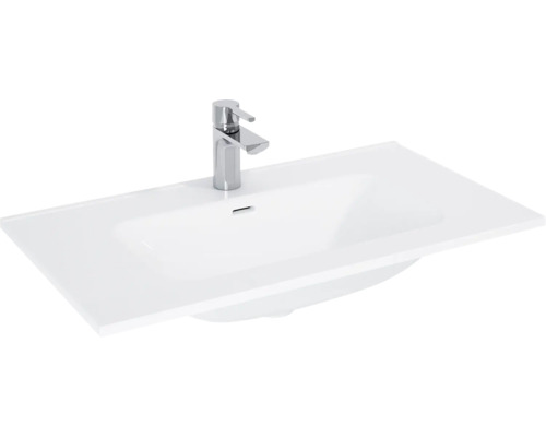Möbelwaschtisch Jungborn rechteck 81,5x46 cm weiß glänzend ohne Beschichtung Waschtisch aus Sanitärkeramik mit Armatur