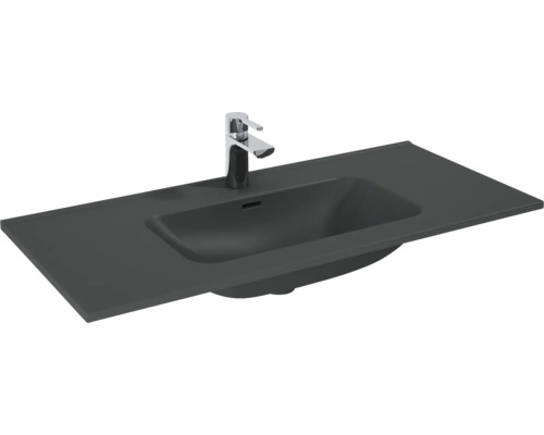 Möbelwaschtisch Jungborn rechteck 101x46 cm anthrazit matt ohne Beschichtung Waschtisch mit Armatur für das Badezimmer