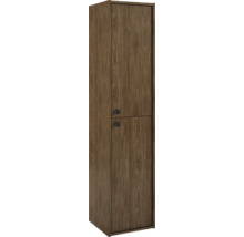 Hoher Holzschrank mit zwei Türen und Griffen