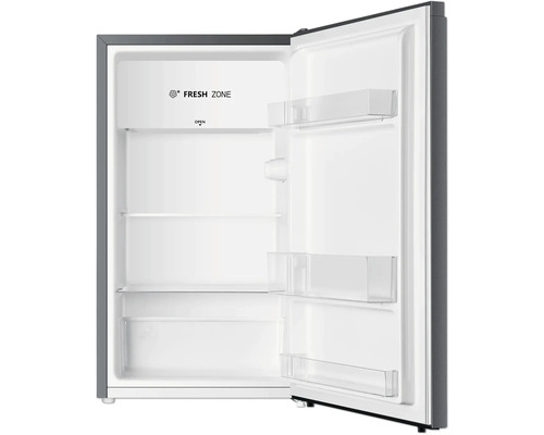 Geöffneter Kühlschrank mit Ablagen und Frischhaltezone