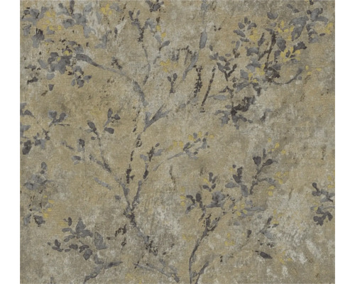 Vliestapete 39650-1 Stories of Life Äste Aquarell grau-gold Teppich mit floralem Muster