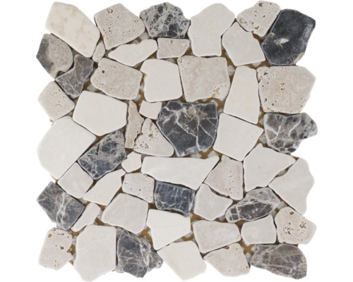 Natursteinmosaik Marmor Travertine Marron polygonal 30,5x30,5 cm beige