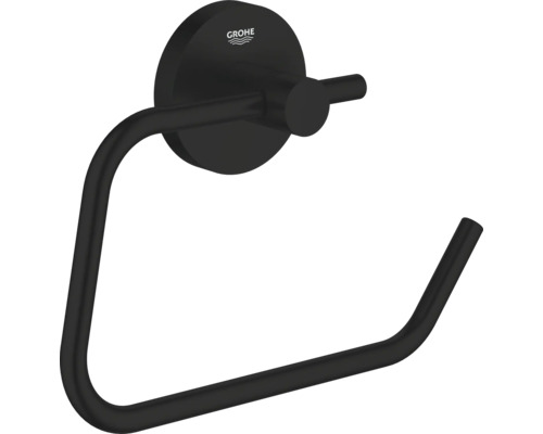 Toilettenpapierhalter Grohe Quickfix Essentials ohne Deckel schwarz matt 1024722430 Grohe Logo Handtuchring zur Wandmontage