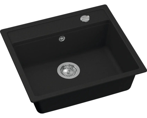 Schwarzes Küchenspülbecken mit Ablaufgarnitur