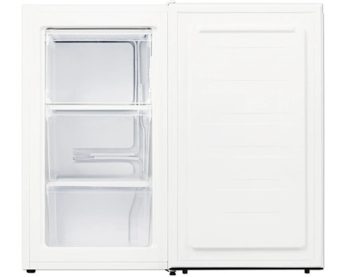 Weißer Gefrierschrank mit drei Gefrierschubladen und geöffneter Tür