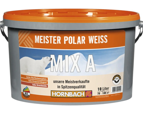 HORNBACH Wandfarbe Meister Polarweiß im Wunschfarbton Basis A 10 L