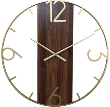 Wanduhr gold mit Holz Ø 60 cm