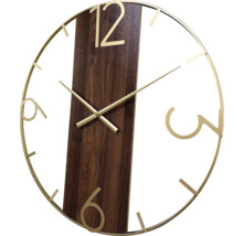 Wanduhr gold mit Holz Ø 60 cm