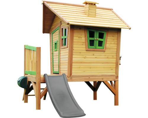 Holzspielhaus mit Rutsche für Kinder
