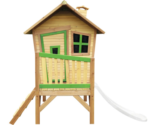 Holzspielhaus mit Rutsche und Leiter für den Garten