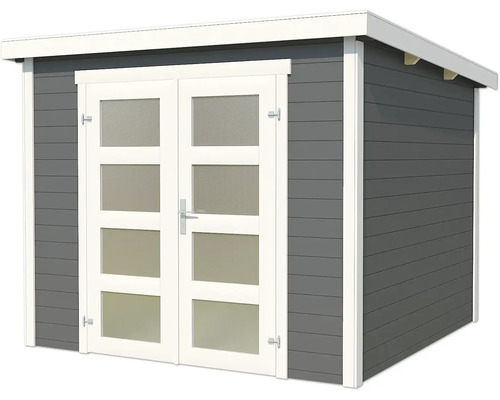 Holzgartenhaus mit Doppeltür und Fenstern