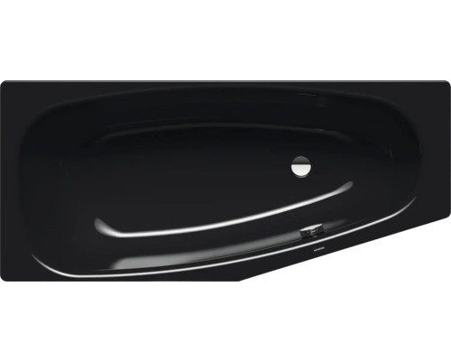 Raumsparbadewanne Kaldewei Mini rechts 834 70x157 cm schwarz glänzend 224400010701 Schwarze Badewanne von oben mit Abfluss und Überlauf