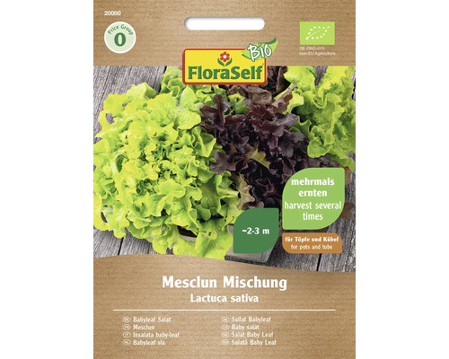 Gemüsesamen Salatsamen FloraSelf Bio Schnittsalat/Pflücksalat 'Mesclun Mischung'