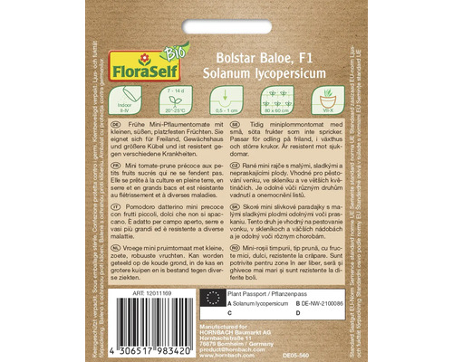 Samenpackung Bolstar Baloe F1 Solanum lycopersicum