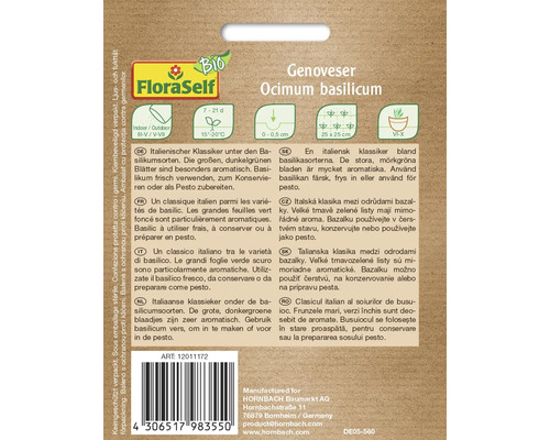 FloraSelf Genoveser Ocimum Basilicum Saatgutpackung