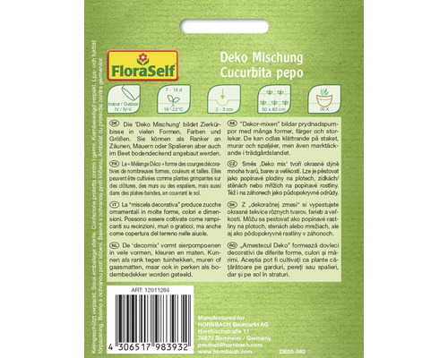 FloraSelf Logo. Samentüte Dekomischung Kürbis.