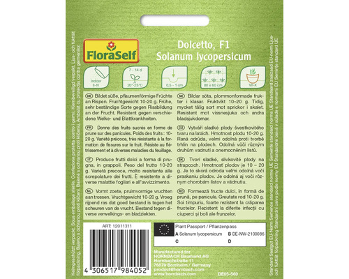 Dolcetto F1 Solanum lycopersicum seed packet