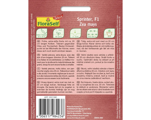 FloraSelf Sprinter F1 Zuckermais Saatgutpackung