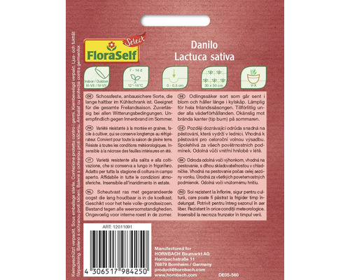 Samenpackung Danilo Lactuca sativa für Freilandsaison