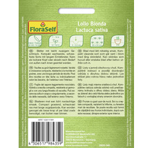 Rückseite der Saatguttüte Lollo Bionda Lactuca sativa mit Informationen zu Anbau und Ernte