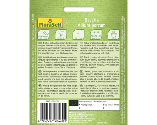 Bavaria Allium porrum Saatgutpackung