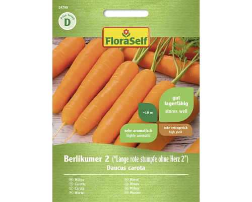 Gemüsesamen FloraSelf Karotte 'Berlikumer 2 ('Lange rote stumpfe ohne Herz 2')'