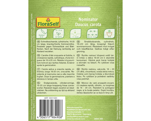 Nominator Daucus carota seed package with information on cultivation and resistance.