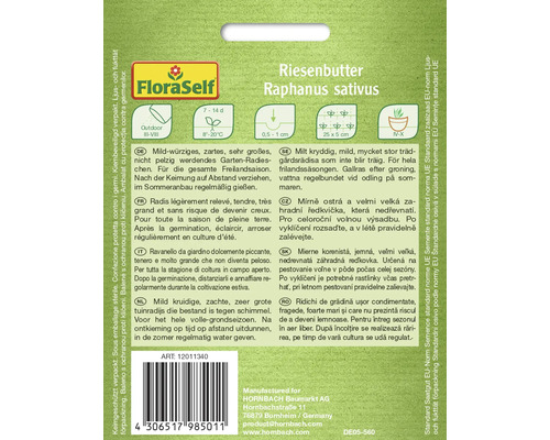 Riesenbutter Garten-Radieschen Samenpackung