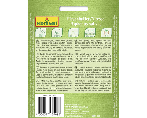 Samenpackung Riesenbutter/Vitessa, Raphanus sativus