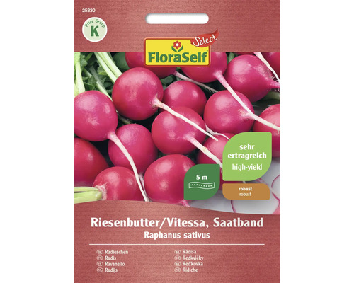 Gemüsesamen Saatband FloraSelf Radieschen ‘Riesenbutter & Vitessa‘