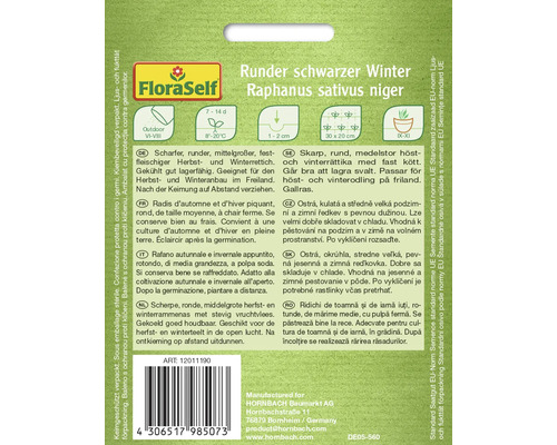 Verpackung mit runden schwarzen Winterrettichsamen