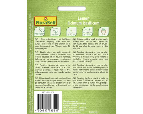 FloraSelf Zitronenbasilikum Saatgutpackung