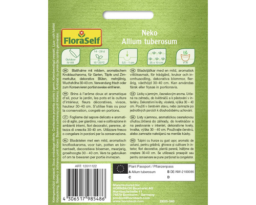 FloraSelf Neko Allium tuberosum packaging