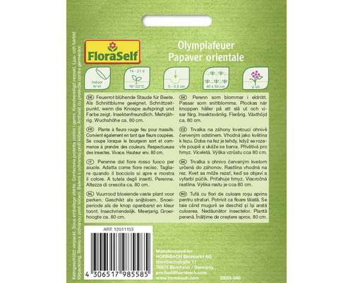 Olympiafeuer, Papaver orientale flower seed package