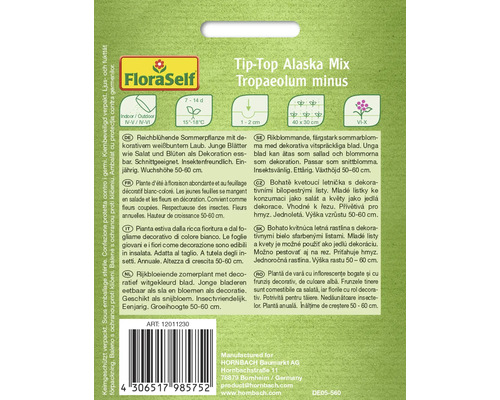 Verpackung Tip-Top Alaska Mix Kapuzinerkresse Minus Samen