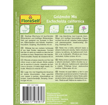 Goldmohn Mix Eschscholzia californica Saatgutpackung mit Informationen zu Aussaat, Standort und Wachstum