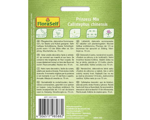 Prinzess Mix Callistephus chinensis-Samenpackung für Sommerastern