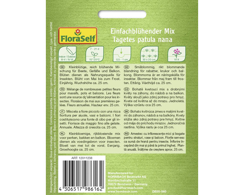FloraSelf Tagetes patula nana Saatguttüte