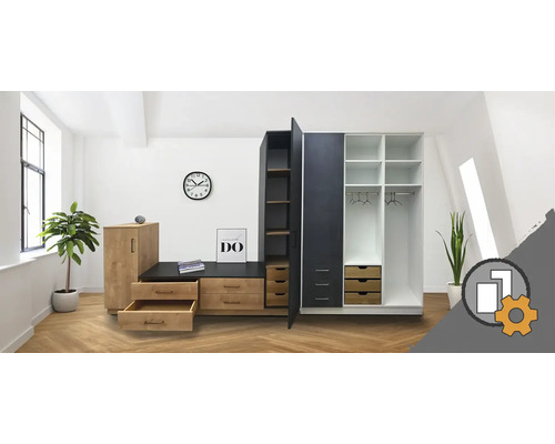 Büro Möbelkombination mit Schrank, Regalen und Schreibtisch