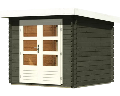 Gartenhaus aus Holz mit Doppeltür und Fenstern