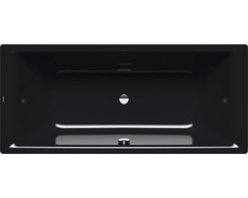 Rechteckbadewanne Kaldewei Puro Duo 665 90x190 cm schwarz glänzend 266500010701 Innenansicht eines schwarzen Waschbeckens mit Abfluss