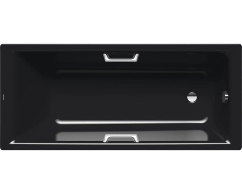 Rechteckbadewanne Kaldewei Puro Star 689 70x170 cm schwarz glänzend 258900010701 Innenansicht einer Badewanne mit Überlaufschutz und Griffen
