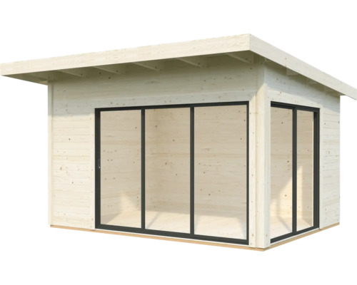 Modernes Gartenhaus mit großen Glasfronten